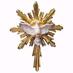 Immagine di Colomba dello Spirito Santo con Raggiera lunga cm 8x7 (3,1x2,8 inch) Scultura dipinta ad olio in legno Val Gardena