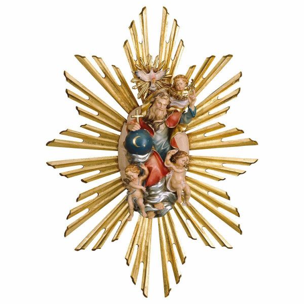 Immagine di Gloriosa Santissima Trinità con Raggiera cm 22x17 (8,6x6,7 inch) Scultura dipinta ad olio in legno Val Gardena