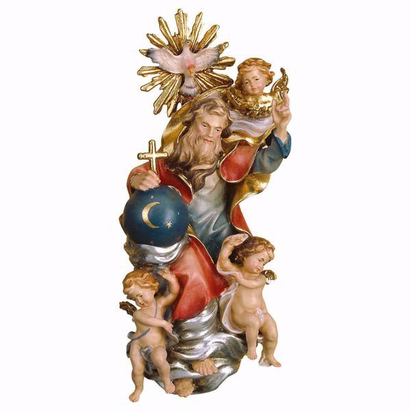 Imagen de Santísima Trinidad sin Aureola cm 30 (11,8 inch) Escultura pintada al óleo en madera Val Gardena