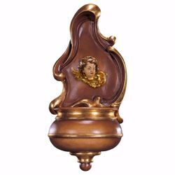 Picture of Holy Water Stoup with Angel Head cm 26 (10,2 inch) wooden Wall Sculpture painted with oil colours Val Gardena