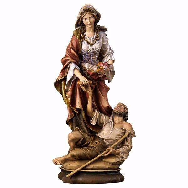 Imagen de Estatua Santa Isabel de Hungría con mendigo cm 34 (13,4 inch) pintada al óleo en madera Val Gardena
