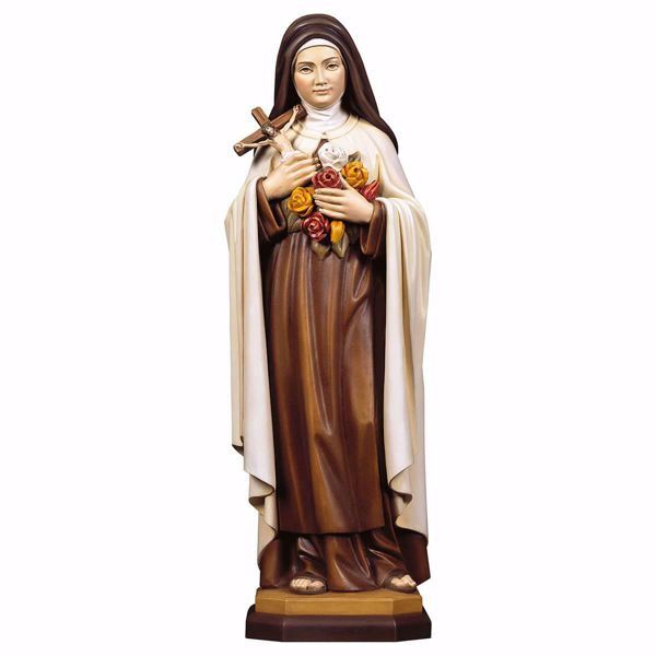 Imagen de Estatua Santa Teresa de Lisieux del Niño Jesús y de la Santa Faz cm 35 (13,8 inch) pintada al óleo en madera Val Gardena