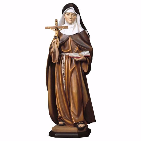 Immagine di Statua Santa Maria Crescentia Höss da Kaufbeuren con crocifisso cm 35 (13,8 inch) dipinta ad olio in legno Val Gardena