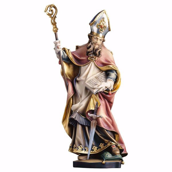 Immagine di Statua San Teodoro il Siceota con spada cm 35 (13,8 inch) dipinta ad olio in legno Val Gardena