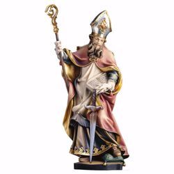 Immagine di Statua San Tommaso Becket con spada cm 35 (13,8 inch) dipinta ad olio in legno Val Gardena