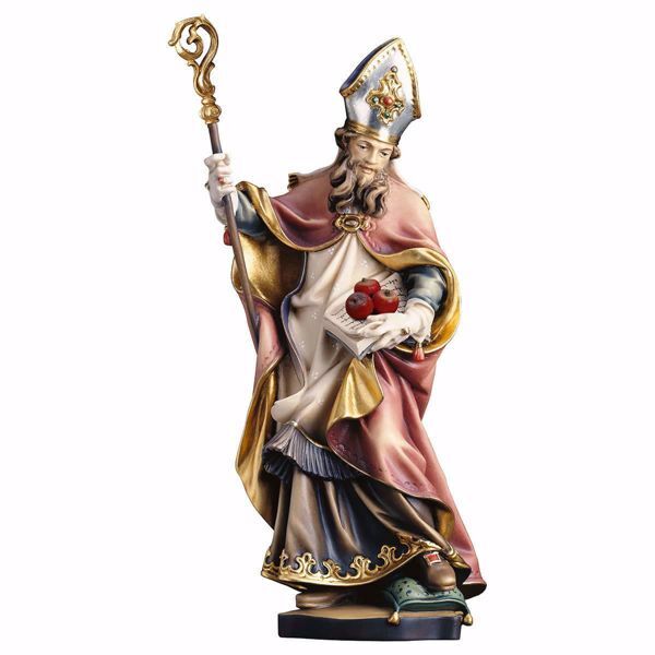 Picture of Saint Nicholas with apples wooden Statue cm 60 (23,6 inch) painted with oil colours Val Gardena