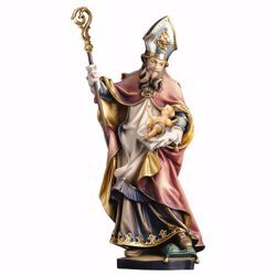 Immagine di Statua Santo Vilfrido Vescovo di York con Gesù Bambino cm 60 (23,6 inch) dipinta ad olio in legno Val Gardena