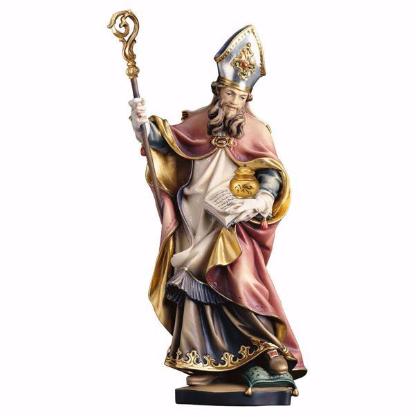 Immagine di Statua Sant' Alberto con calamaio cm 90 (35,4 inch) dipinta ad olio in legno Val Gardena