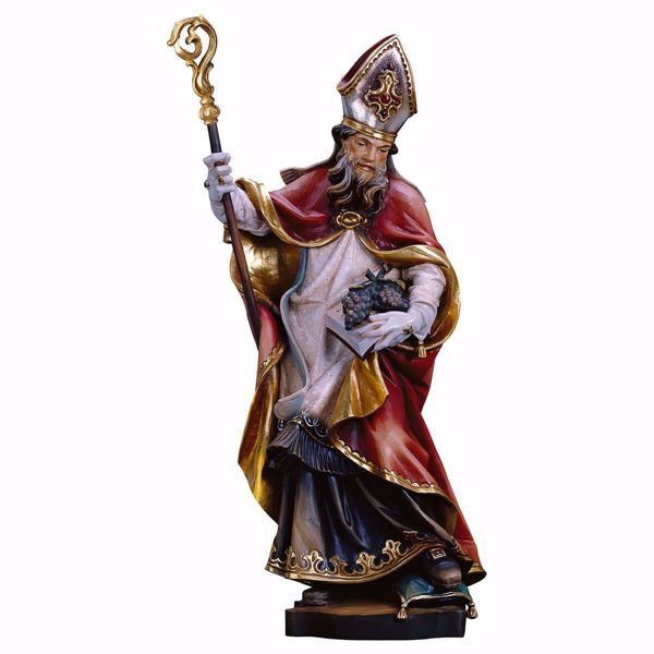 Immagine di Statua Sant' Urbano con uva cm 90 (35,4 inch) dipinta ad olio in legno Val Gardena