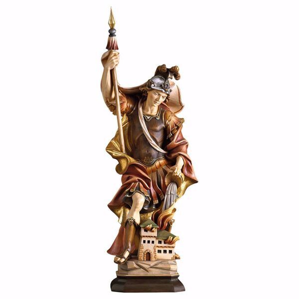 Picture of Saint Florian wooden Statue H. cm 15 (5,9 inch) painted with oil colours Val Gardena