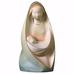 Immagine di Madonna della Gioia seduta cm 23 (9,1 inch) Statua in stile moderno dipinta ad acquarello in legno Val Gardena