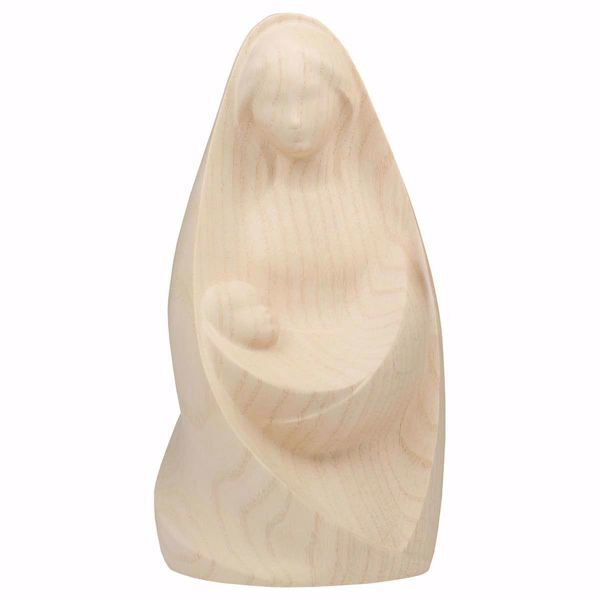 Immagine di Madonna della Gioia seduta cm 12 (4,7 inch) Statua in stile moderno colore naturale in legno Val Gardena
