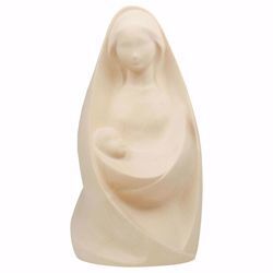 Immagine di Madonna della Gioia seduta cm 23 (9,1 inch) Statua in stile moderno colore naturale in legno Val Gardena