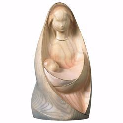 Immagine di Madonna della Gioia seduta cm 23 (9,1 inch) Statua in stile moderno dipinta ad acquarello in legno Val Gardena