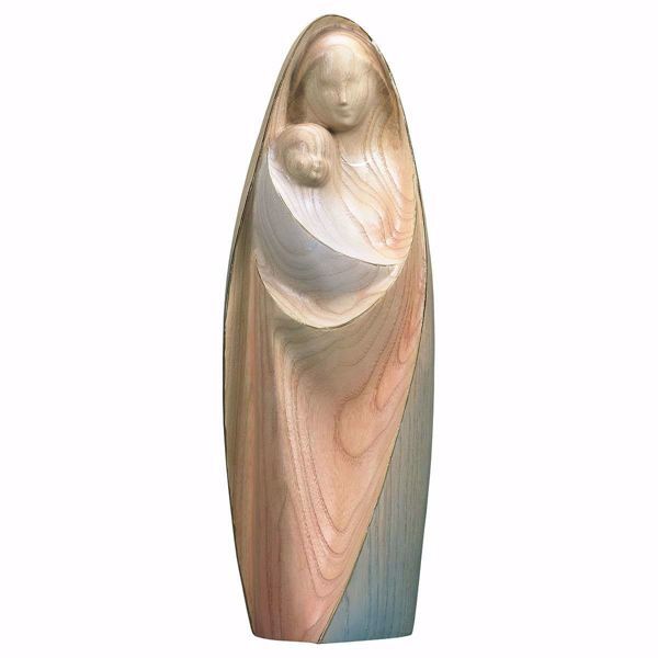 Immagine di Madonna della Gioia cm 35 (13,8 inch) Statua in stile moderno dipinta ad acquarello in legno Val Gardena