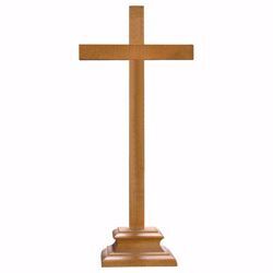Immagine di Croce da mensa con piedistallo cm 26x12 (10,2x4,7 inch) Scultura Brunita in legno Val Gardena