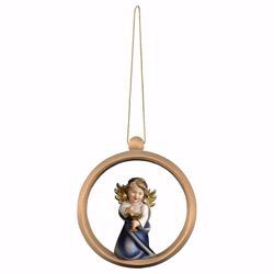 Picture of Guardian Angel with chalice and Ring Frame Diam. cm 10 (3,9 inch) Christmas Tree wooden Decoration painted with oil colours Val Gardena