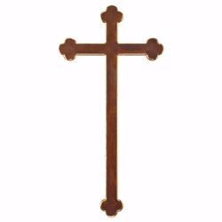 Immagine di Croce Barocca cm 35x18 (13,8x7,1 inch) Scultura da parete Brunita in legno Val Gardena