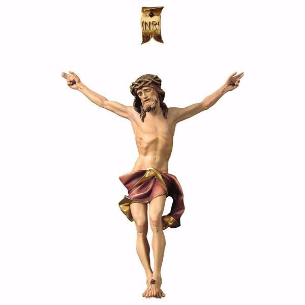 Imagen de Cuerpo de Cristo Nazareno Rojo para Crucifijo cm 110x92 (43,3x36,2 inch) Estatua pintada al óleo en madera Val Gardena