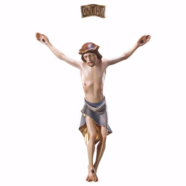 Imagen de Cuerpo de Cristo estilo moderno para Crucifijo cm 16x13 (6,3x5,1 inch) Estatua pintada al óleo en madera Val Gardena