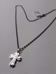 Picture of Necklace Silver 925 with Double Cross 2 colours cm 50 Burnished diamond cut Spheres Unisex for Woman and Man