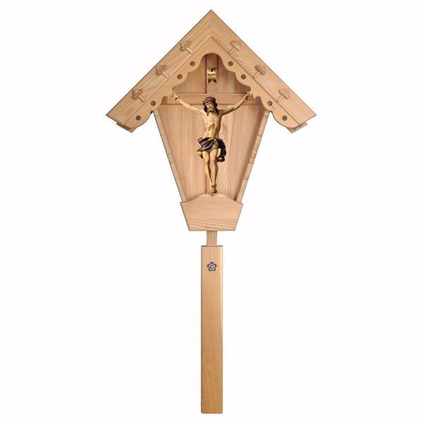 Immagine di Crocifisso nazareno grande da campo blu 157x77 cm legno