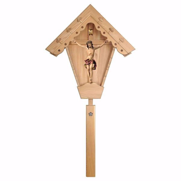 Immagine di Crocifisso nazareno grande di montagna rosso 157x77 cm legno