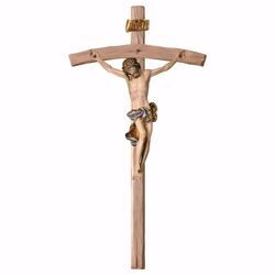 Picture of Baroque Crucifix Blue on curved Cross cm 101x53 (39,8x20,9 inch) wooden Wall Sculpture painted with oil colours Val Gardena