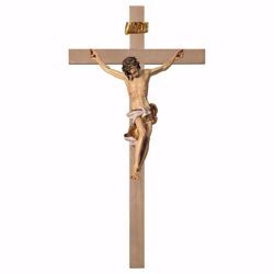 Picture of Baroque Crucifix White on smooth Cross cm 101x53 (39,8x20,9 inch) wooden Wall Sculpture painted with oil colours Val Gardena