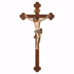 Picture of Baroque Crucifix Blue on Baroque Cross cm 101x53 (39,8x20,9 inch) wooden Wall Sculpture painted with oil colours Val Gardena