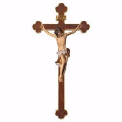 Picture of Baroque Crucifix White on Baroque Cross cm 101x53 (39,8x20,9 inch) wooden Wall Sculpture painted with oil colours Val Gardena
