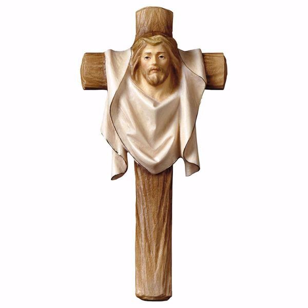 Picture of Cross of Passion Crucifix cm 11x5,5 (4,3x2,2 inch) wooden Wall Sculpture painted with oil colours Val Gardena