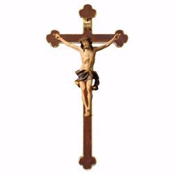 Picture of Nazarene Crucifix Blu on baroque Cross cm 124x62 (55,9x24,4 inch) wooden Wall Sculpture painted with oil colours Val Gardena