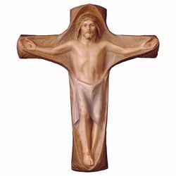 Imagen de Crucifijo Jesucristo Redentor cm 14x12 (5,5x4,7 inch) Escultura de pared pintada al óleo en madera Val Gardena