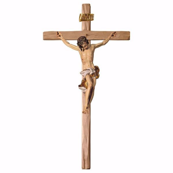 Immagine di Crocifisso barocco bianco su Croce dritta 23x12 cm legno