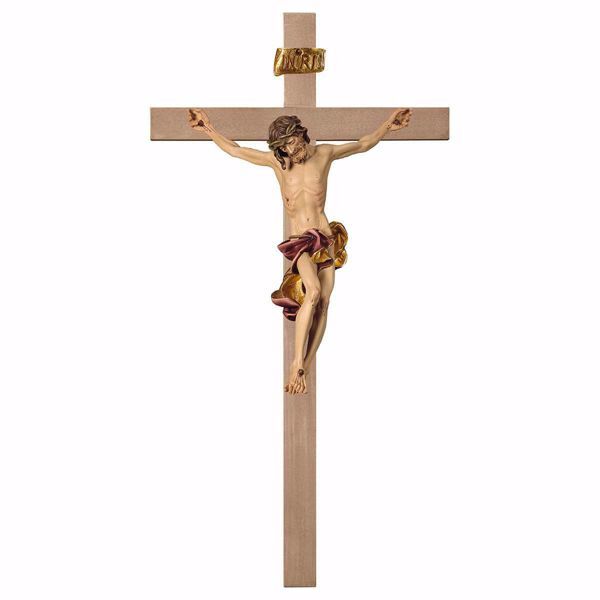 Imagen de Crucifijo barroco rojo en Cruz lisa 23x12 cm madera