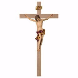 Immagine di Crocifisso Barocco Rosso su Croce liscia cm 280x140 (110,2x55,1 inch) Scultura da parete dipinta ad olio in legno Val Gardena