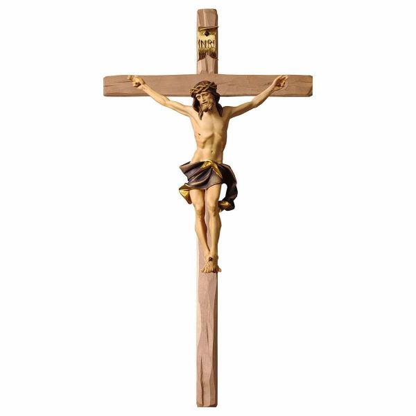 Immagine di Crocifisso nazareno blu su Croce dritta 29x15 cm legno
