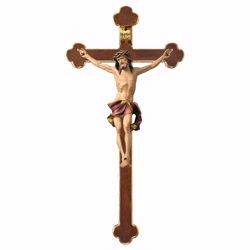 Picture of Nazarene Crucifix Red on baroque Cross cm 35x18 (13,8x7,1 inch) wooden Wall Sculpture painted with oil colours Val Gardena