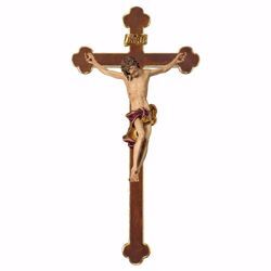 Picture of Baroque Crucifix Red on Baroque Cross cm 35x18 (13,8x7,1 inch) wooden Wall Sculpture painted with oil colours Val Gardena