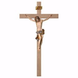 Picture of Baroque Crucifix Blue on smooth Cross cm 46x24 (18,1x9,4 inch) wooden Wall Sculpture painted with oil colours Val Gardena