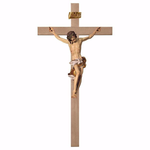 Immagine di Crocifisso barocco bianco su Croce liscia 46x24 cm legno