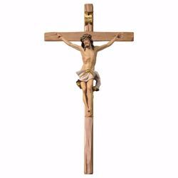 Picture of Nazarene Crucifix White on straight Cross cm 53x28 (20,9x11,0 inch) wooden Wall Sculpture painted with oil colours Val Gardena