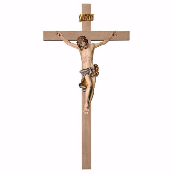 Immagine di Crocifisso barocco blu su Croce liscia 67x35 cm legno