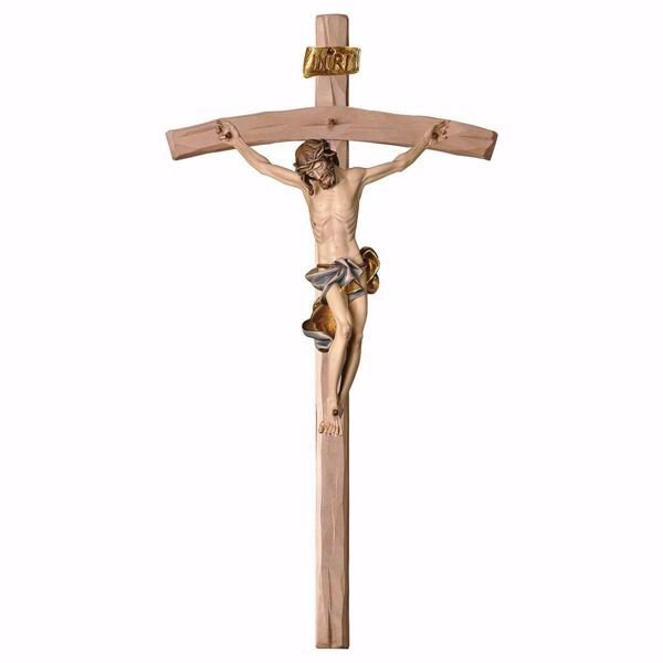Immagine di Crocifisso barocco blu su Croce curva 84x44 cm legno