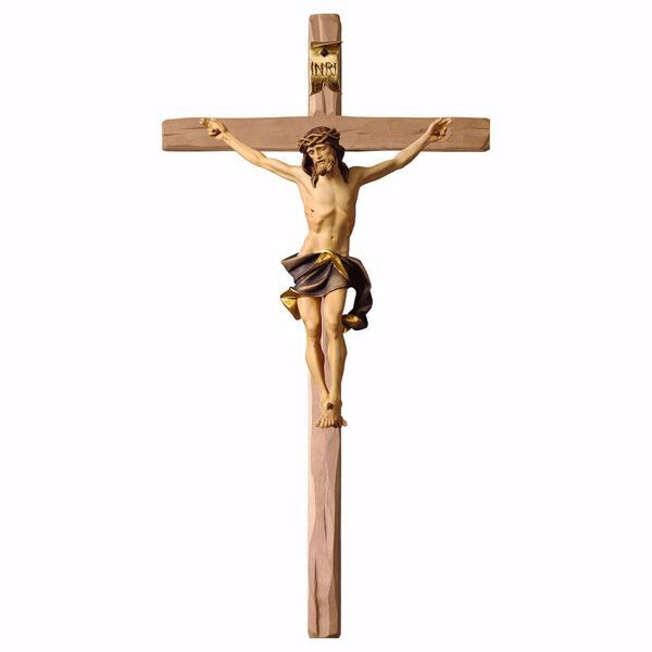 Picture of Small blue nazarene Crucifix on straight Cross 9 cm (3,5 inch) wood