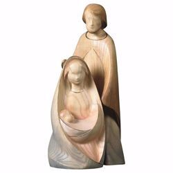 Picture of Joy Nativity Scene Set 2 Pieces cm 12 (4,7 inch) wooden block Crib modern style Holy Family painted with watercolor colors Val Gardena