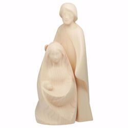 Picture of Joy Nativity Scene Set 2 Pieces cm 18 (7,1 inch) wooden block Crib modern style Holy Family natural colour Val Gardena