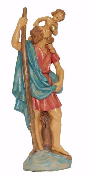 Immagine di San Cristoforo con bambino cm 25 (9,8 inch) Statua Euromarchi in plastica PVC per esterno