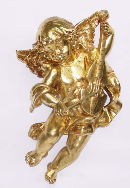 Immagine di Statua Angelo Natalizio volante oro 40 cm plastica